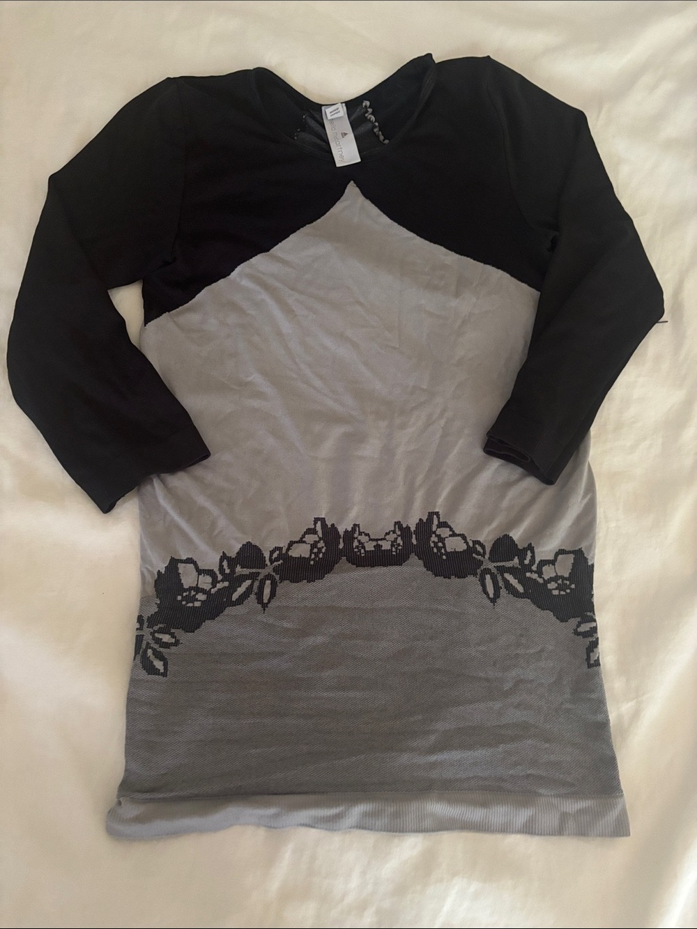 Adidas by Stella McCartney Black & Gray Long Sleeve Floral Knit Top
